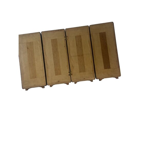 Japanese Asian 4 Panel Folding Screen Art Table Top Wall Hanging Shell Art Birds - Picture 4 of 12